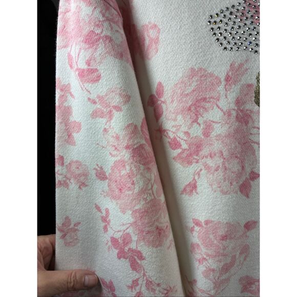 Love Shack Fancy for PINK Victorias Secret Floral Rhinestone Sweatshirt in White - Picture 3 of 7